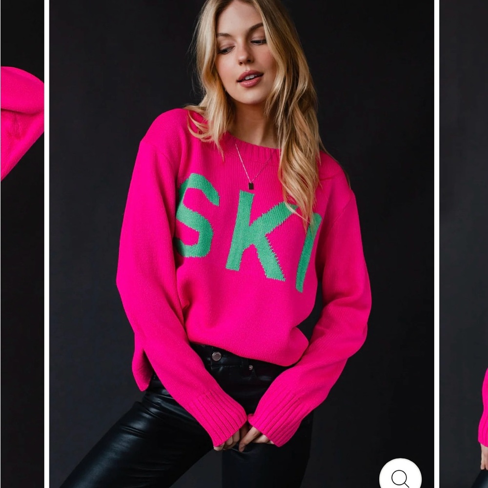 NWT Panache Apparel Hot Pink “SKI” Sweater - Picture 4 of 16